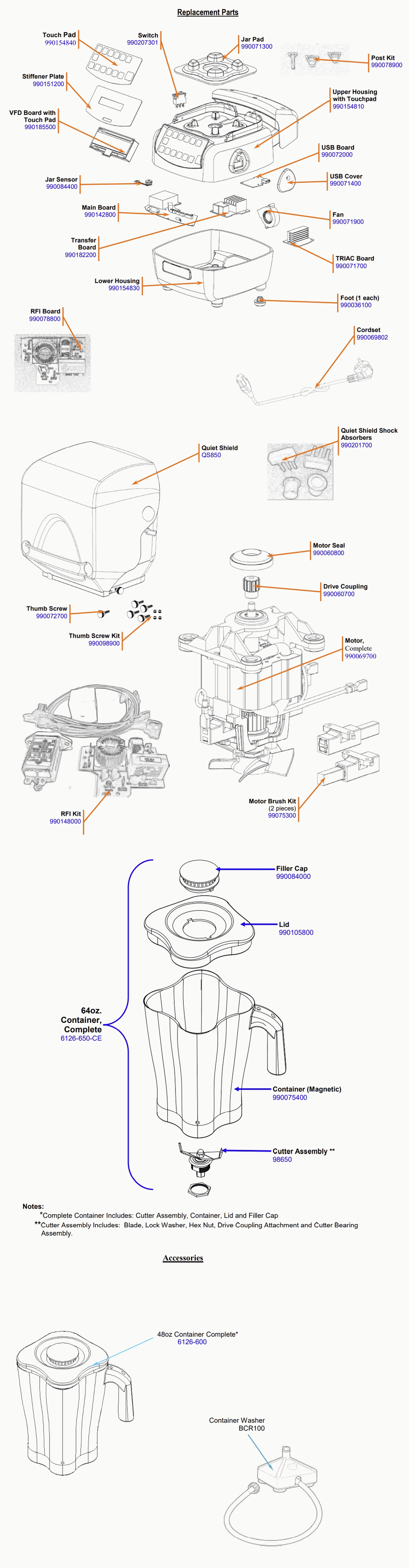 Diagram Diagram and Parts List for HBH850-UK-N  Hamilton Beach Blender